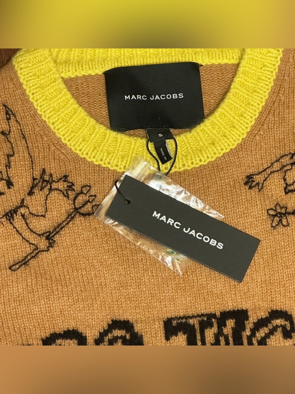 NWT Marc Jacobs Tattoo Crewneck Sweater Wool Alpaca Stripe Size S $475 AUTHENTIC - Picture 2 of 12